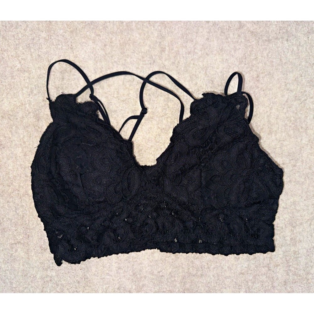 Wishlist Black Floral Lace Wireless Bralette Pullover Adjustable Straps M